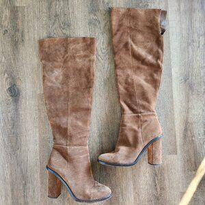 🤎✨Gianni Bini Brown Suede Over-the-Knee Block Heel Boots-W10